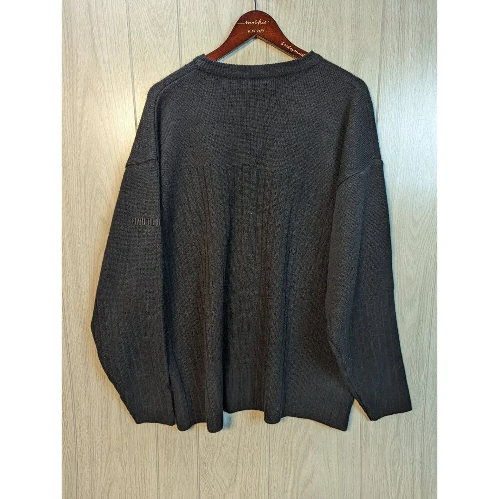 Vtg FUBU Mens Sweater XL Black Pullover Long Sleeve Crew Neck Authentic Y2K